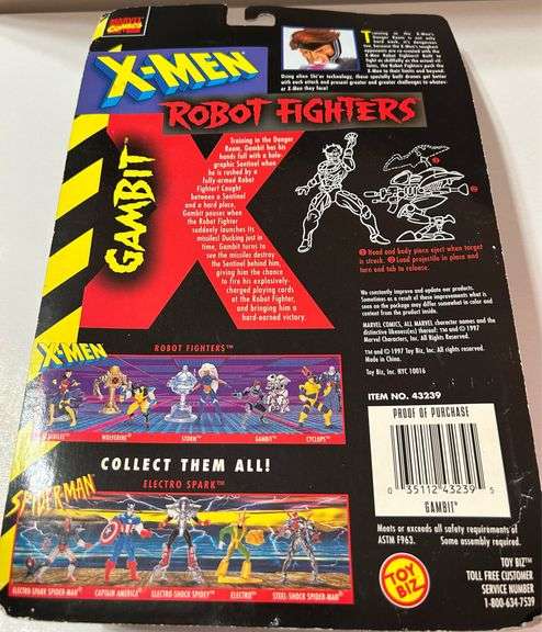 “1997 Toy Biz X-Men Robot Fighters GAMBIT Action Figure – MOC w/ Attack Robot Drone”