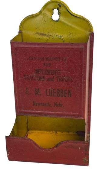 Rare - Newcastle, Nebraska “A. M. Luebben - Implements, Tractors & Trucks” - Advertising Match Holde