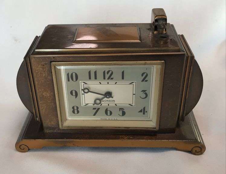 Ronson Art Deco Touch Tip Table Lighter with Clock