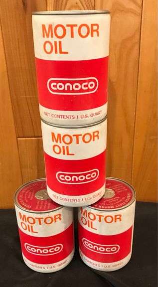 (4) NOS - Plastic Quart Oil Containers - Still Full of Products
