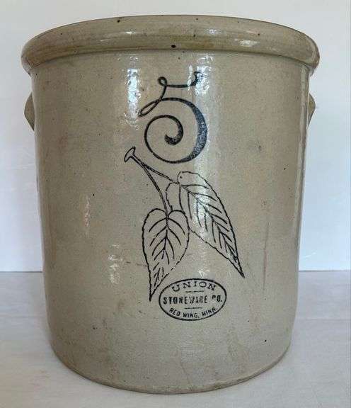 5 Gallon Birch Leaf Union Stoneware Open Crock