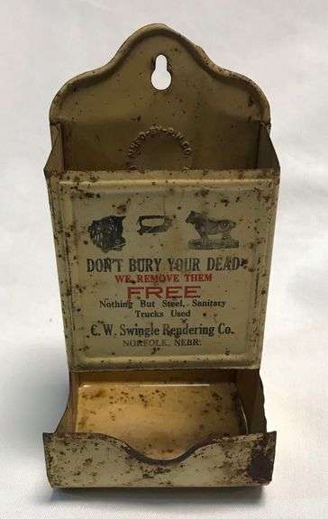 C. W. Swingle Rendering Co. Norfolk, Nebraska - Vintage Match Holder