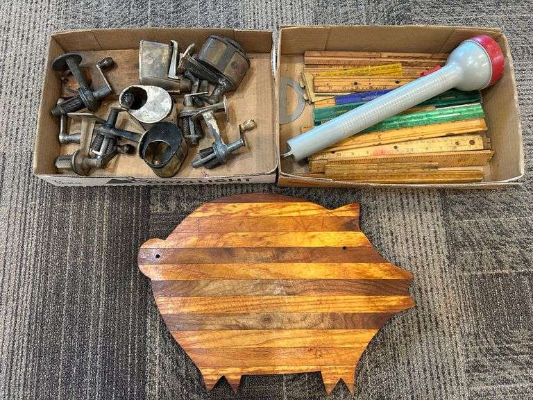 Pencil Sharpeners - Rulers - Pig Cutting Board - Creamer Auction