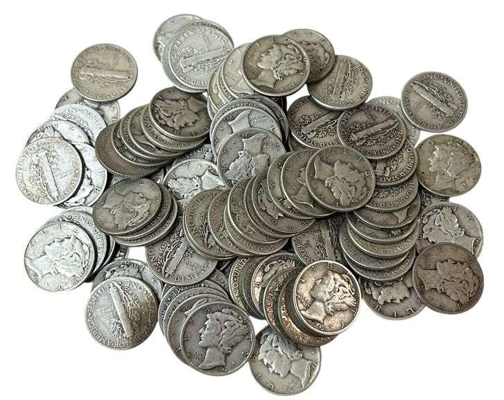 (100) Silver Mercury Dimes
