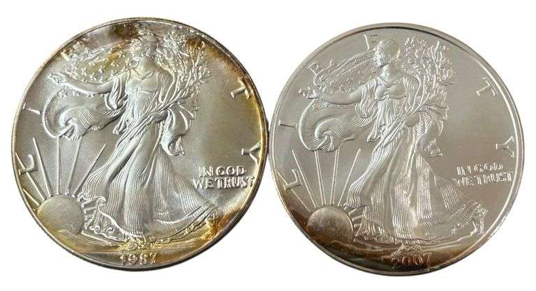 (2x) American Silver Eagles - 1987 & 2007