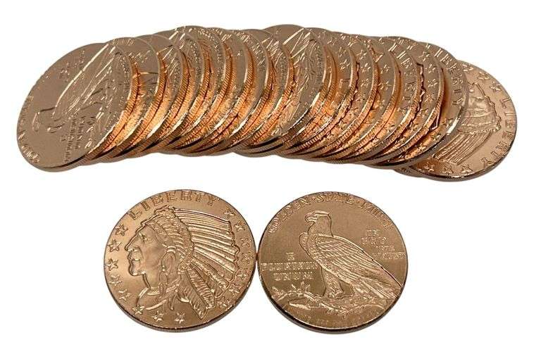 (20x) Indian Head 1 Oz Fine Copper Rounds