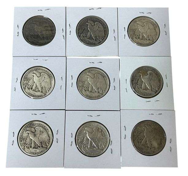 (9x) Walking Liberty Silver Half Dollars