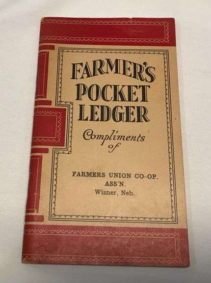 1925 Farmers Union Co-op Ass’n Wisner, Nebraska John Deere Pocket Ledger