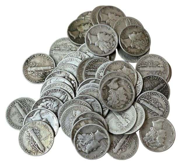 (50) Mercury Silver Dimes - Mixed Dates