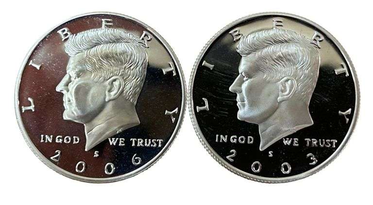 (2x) 2003-S Silver Proof Kennedy Half Dollars - 90% Silver