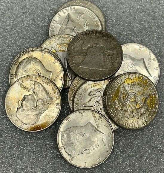 (14x) 90% Silver Half Dollars - Franklin & Kennedy