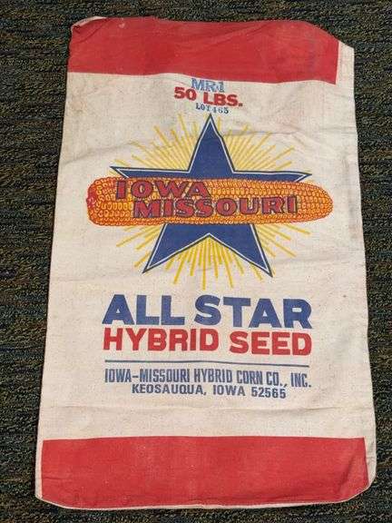 Iowa Missouri - All Star Hybrid Seed - Cloth Seed Sack - Keosauqua, Iowa