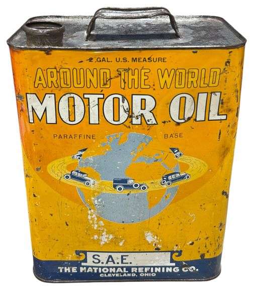 “Around The World Motor Oil” - Two Gallon Oil Tin
