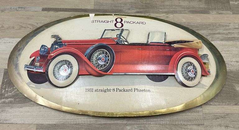 Packard "Straight 8" 1931 Straight-8 Packard Phaeton - Cardboard Type Advertising Sign