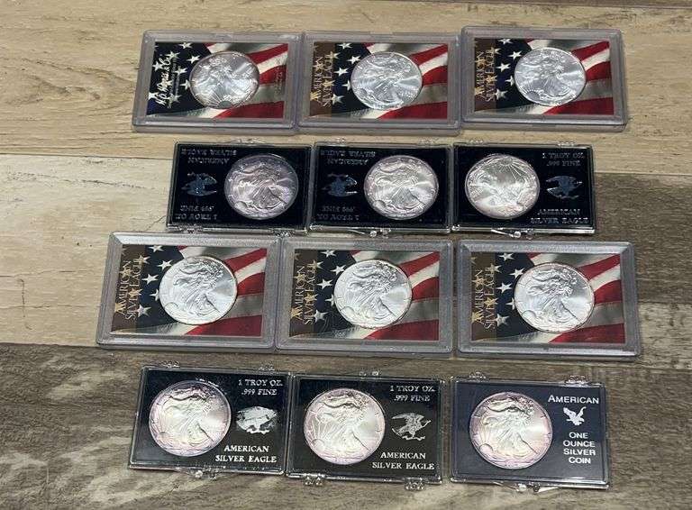 (12x) American Silver Eagles - 2004, 2005, 2006, & 2007