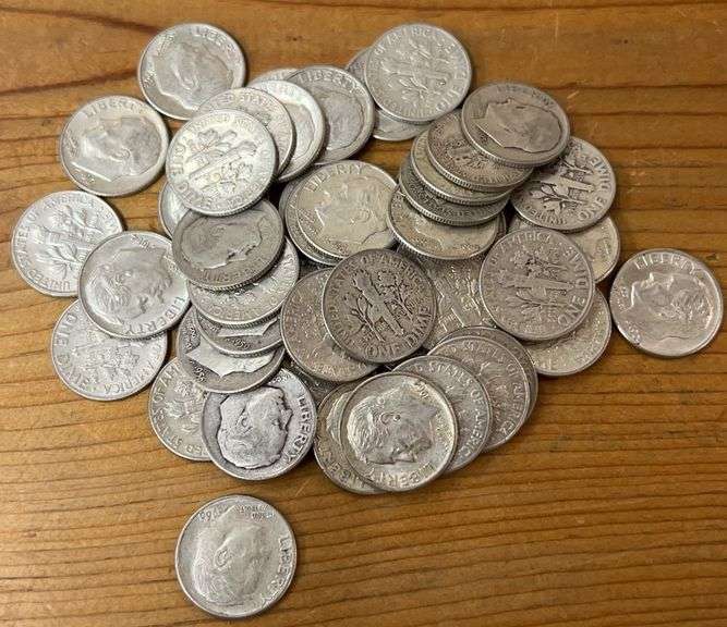 (50) Silver Dimes - Mixed Roosevelt & Mercury