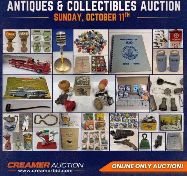OCTOBER PRIMITIVES, COLLECTIBLES, COINS, TOYS & MORE ONLINE ONLY AUCTION 