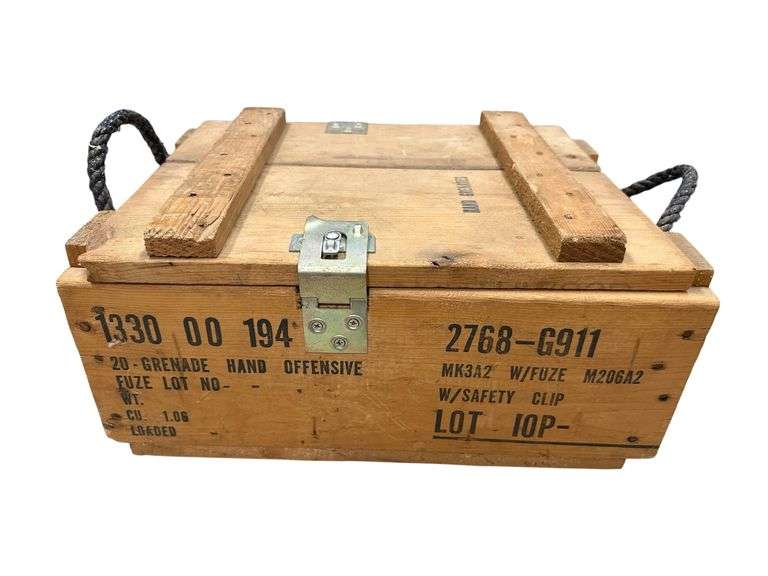 Mk3A2 Hand Grenade Wooden Crate – Military Surplus Storage Box