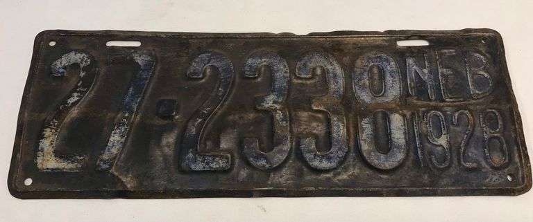 1928 - Wayne County, Nebraska - Metal License Plate