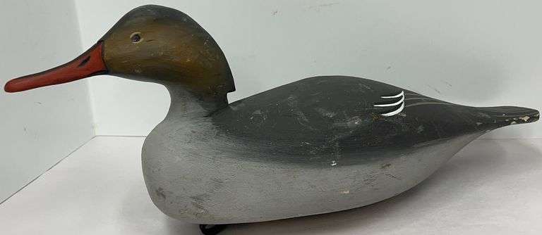 Handcrafted Wooden Duck Decoy - 1985 - Made by Bob Melvin & Painted by Duc-Man