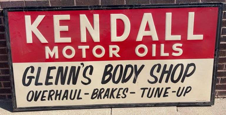 Kendall Motor Oils “Glenn’s Body Shop” Sign - 73” x 37”