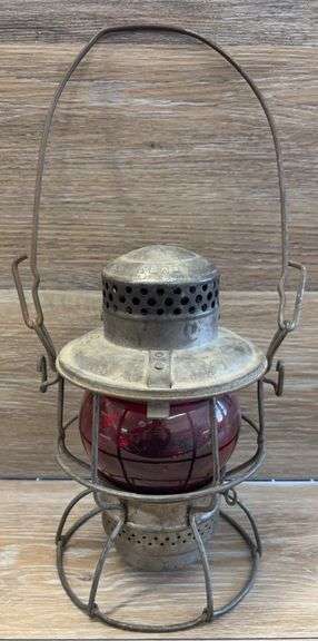 C.M.ST. P&P - Railroad Lantern with Red Lens - Adlake