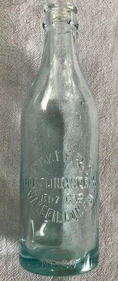 OLD EMBOSSED BOTTLE FROM WAKEFIELD NEBRASKA-“WAKEFIELD BOTTLING WORKS”-NICE