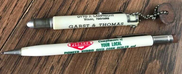 (2) OLD PIONEER SEED CORN ADVERTISING PENCILS-ONE FROM WAUSA NEBRASKA DEALER
