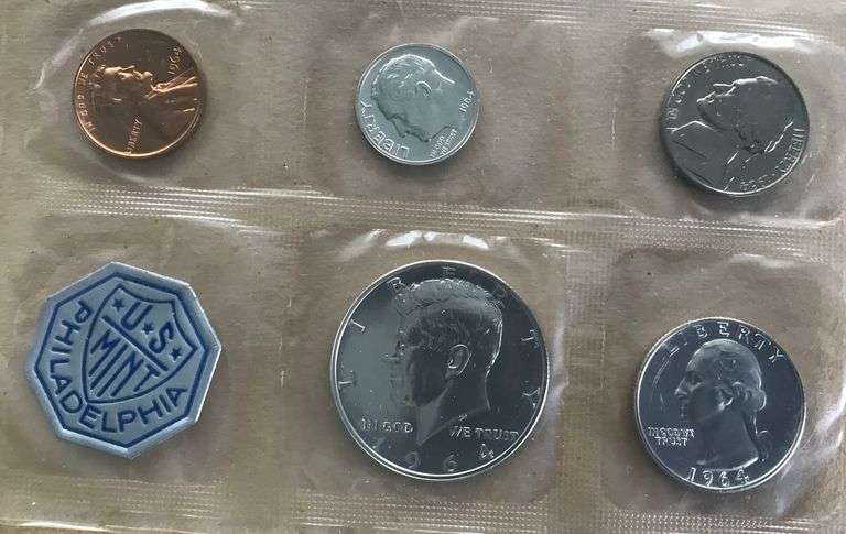 1964 TREASURY PROOF SET-GREAT EXAMPLE-3 SILVER COINS