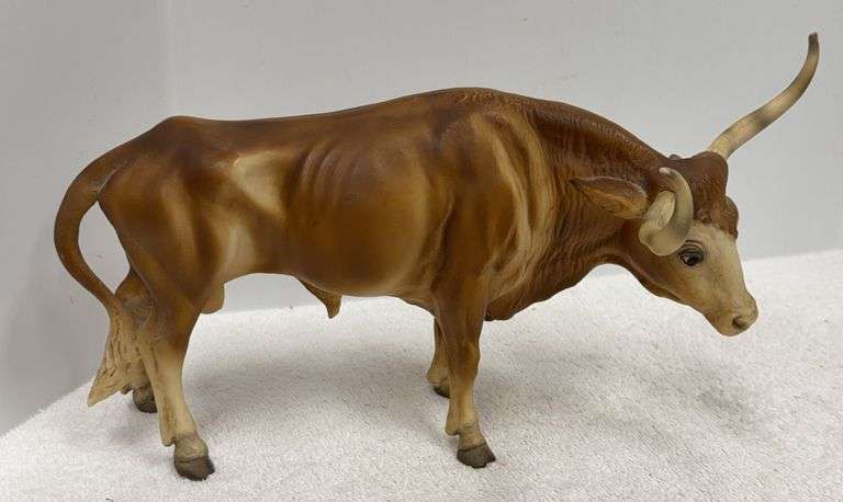 Plastic Long Horn Bull Figurine
