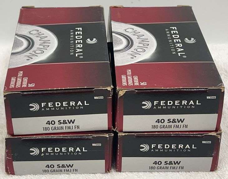 (4x) Federal . 40 S&W 180 Grain FMJ FN Ammunition