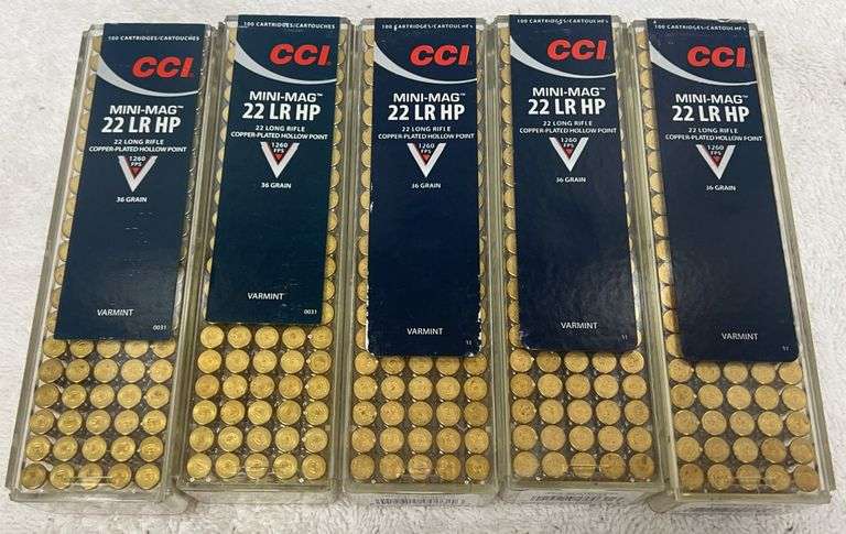 (5x) CCI Mini-Mag 22 LR HP 36 Grain Copper-Plated Hollow Points