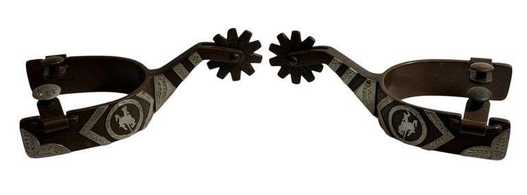 Fancy Brass & Silver Inlaid Spurs