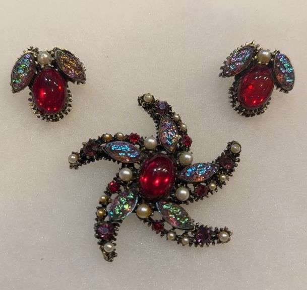 Colorful Ladies Brooch & Clip On Ear Rings