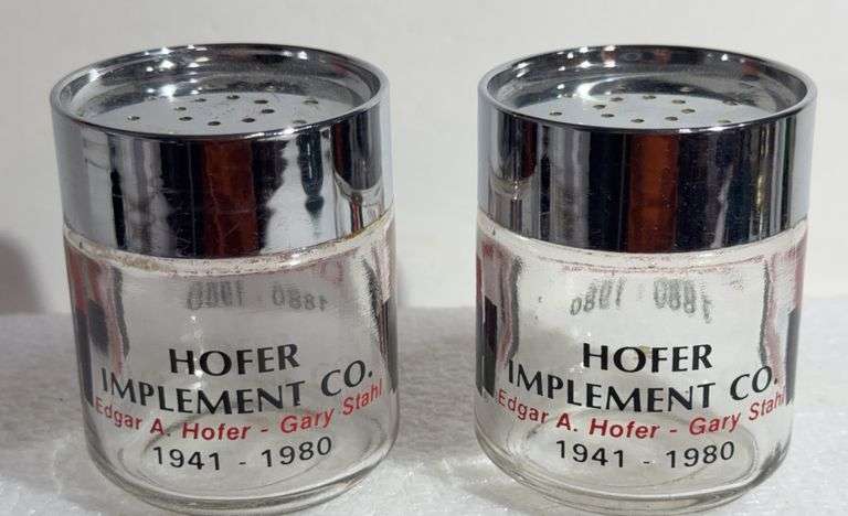 "Hofer Implement Co. - International Harvester - Bridgewater's Centennial" - Salt & Pepper Shakers