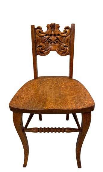 Oak "Northwind Face Design" Carved Chair  - (Local Pickup)