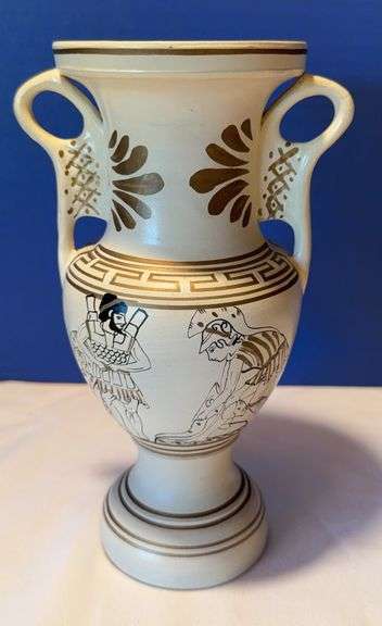Greek Style Ceramic Vase With Handles And Mythological Motif