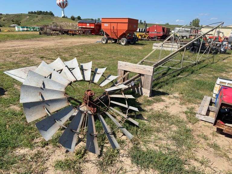 35 Foot Windmill Tower w/ Aeromotor Tail & Windmill Wheel