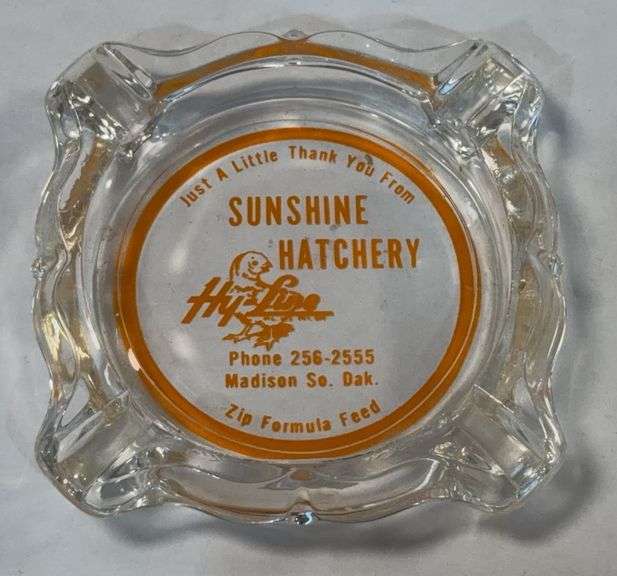 Madison, South Dakota "Sunshine Hatchery - Hy Line" - Glass Ash Tray