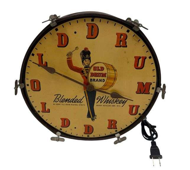 "Old Drum - Blended Whiskey" 1940's Advertising Clock