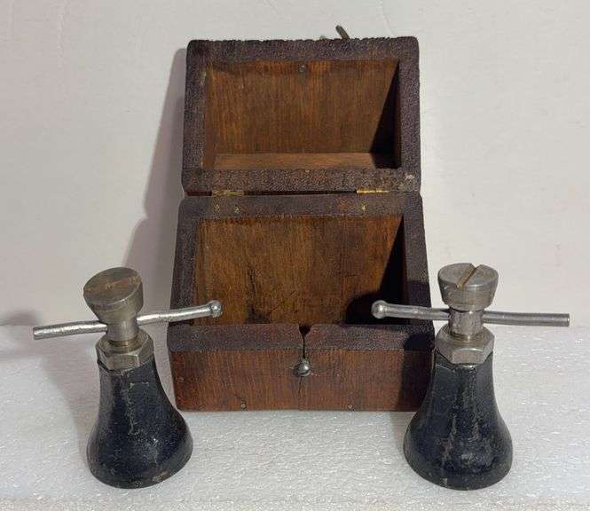 Pair Of Machinist V-Blocks With Wooden Storage Box