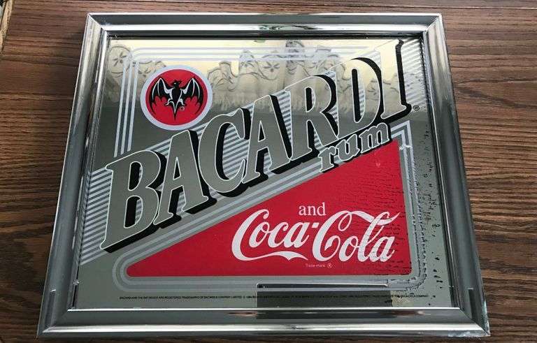 1980’S ADVERTISING SIGN “BACARDI RUM & COCA COLA”-DECO FRAME