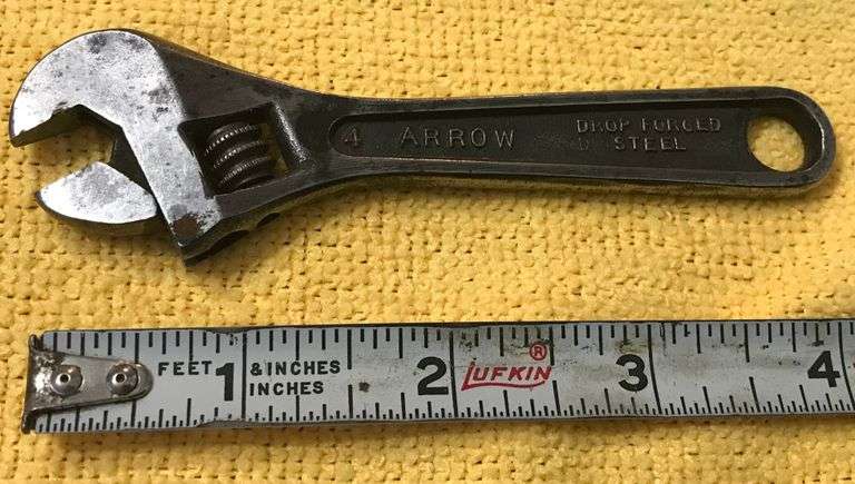 VINTAGE 4 INCH “ARROW” MADE IN USA—CRESCENT TYPE ADJ. WRENCH