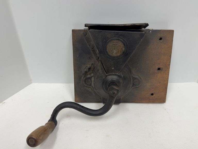 Enterprise No 110 Wall Mount Coffee Grinder With Wood Backing