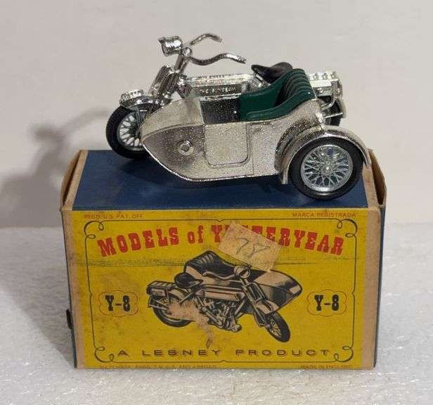 Lesney Models Of Yesteryear Y-8 1914 Sunbeam Motorcycle With Milford Sidecar 1/34 Scale