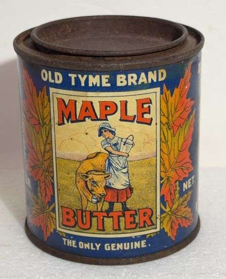 Old Tyme Brand Maple Butter Tin Can 1 Lb Canadian Maple Products Limited Toronto
