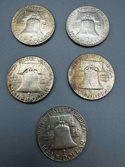 (3) 1951, (2) 1953 Franklin Half Dollars 50c