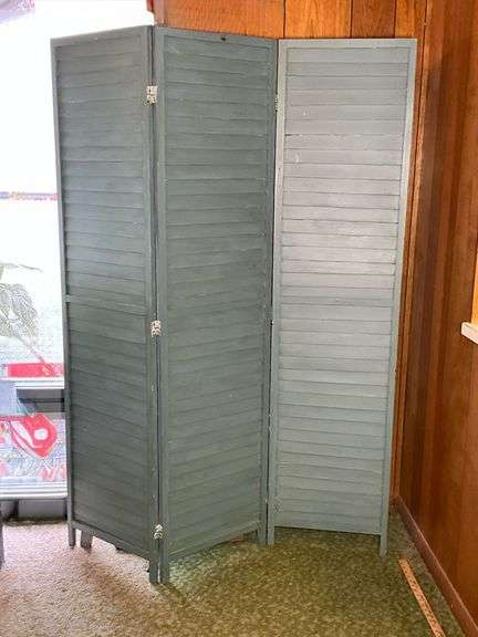 Painted Shutter Style Room Divider, Each Panel Measures 16.5” Wide x 68” Tall
