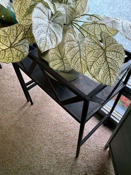 Pair of Wooden Open Stands, Lightweight, Measures 27.5” W x 15.5” D x 31,5” T, Plants Are Not Includ