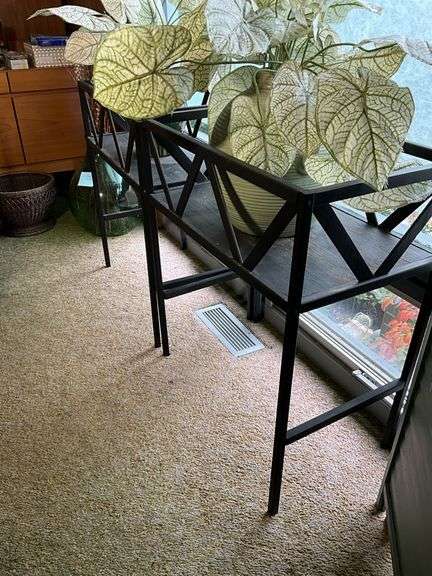 Pair of Wooden Open Stands, Lightweight, Measures 27.5” W x 15.5” D x 31,5” T, Plants Are Not Includ